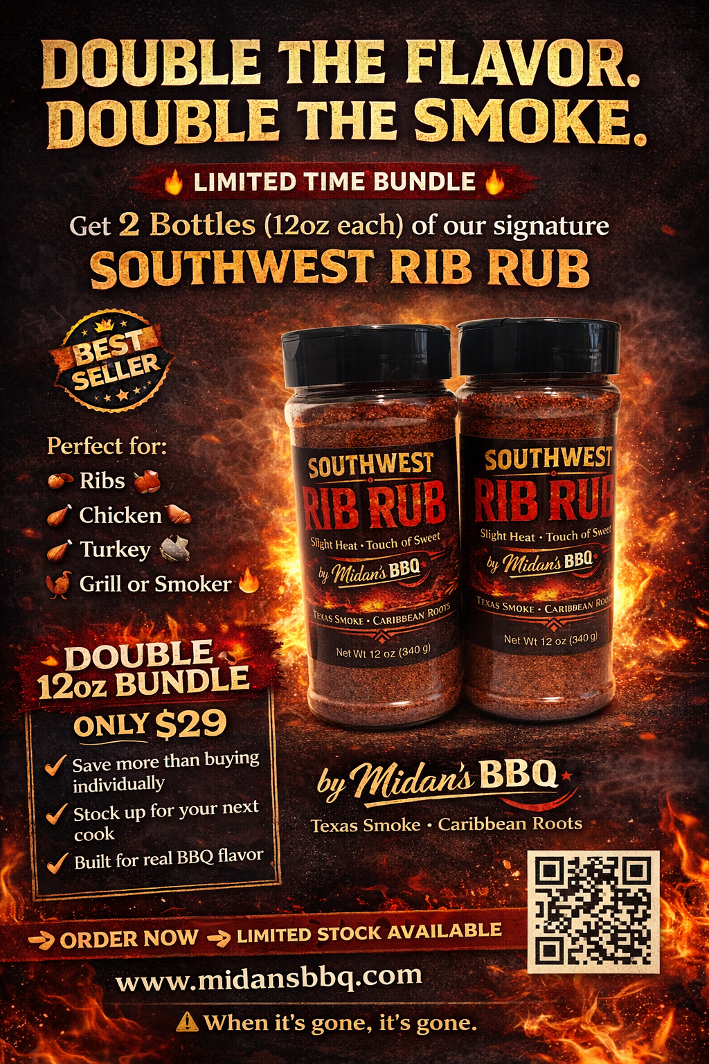 Midan’s Southwest Rib Rub — 12oz (2-Pack) ⭐ Best Value — FREE Shipping