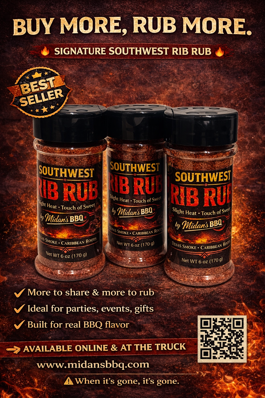 Midan’s Southwest Rib Rub — 6oz (3-Pack) ⭐ Best Value — FREE Shipping